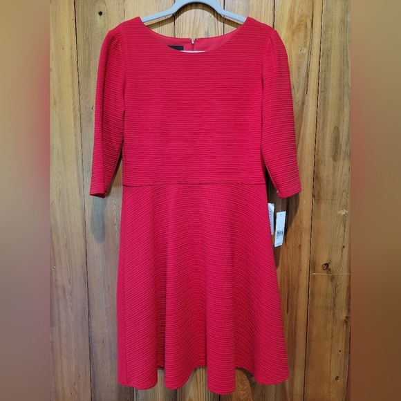 Donna Morgan Vibrant Red Long Sleeve Dress - Picture 1 of 11